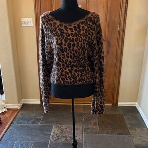 Leopard Print Fuzzy Sweater